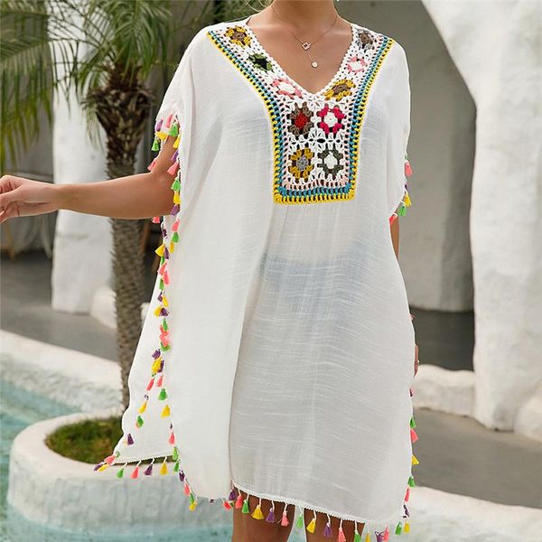 women's swimwear tassel beach cover up dresses woman summer 2021 pareo sarong white crochet flower coverups female tunics vocation cove, White;black
women's swimwear tassel beach cover up dresses woman summer 2021 pareo sarong white crochet flower coverups female tunics vocation cove, White;black