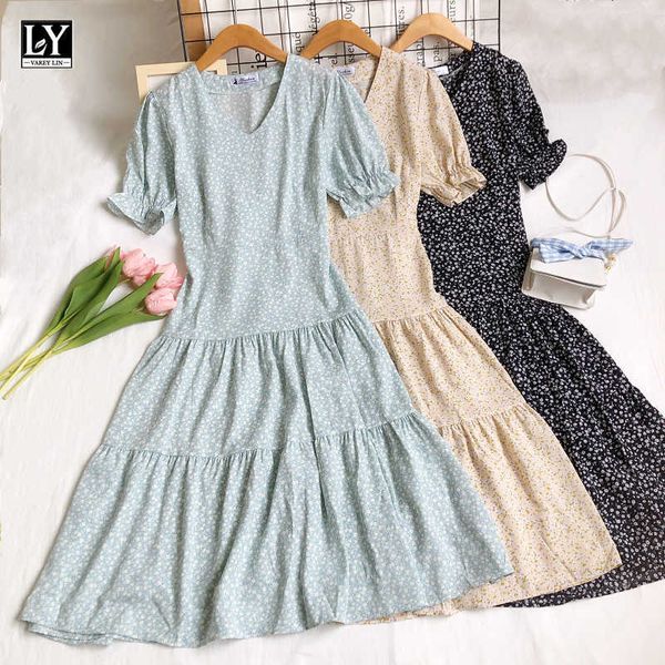 ly varey lin summer women casual high waist a-line pink medium long dress sweet v-neck puff sleeve flora chiffon dresses 210526, Black;gray
ly varey lin summer women casual high waist a-line pink medium long dress sweet v-neck puff sleeve flora chiffon dresses 210526, Black;gray