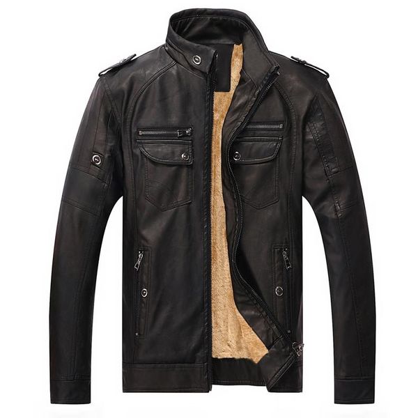 men's fur & faux fashion casual leather jacket plus velvet men warm coat overcoat, Black
men's fur & faux fashion casual leather jacket plus velvet men warm coat overcoat, Black