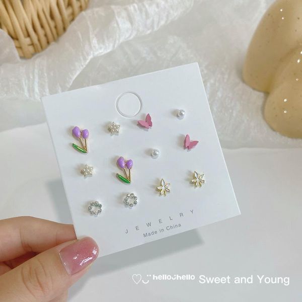 stud s925 purple tulip flower three-dimensional butterfly earrings set pearl five-pointed star simple female small tide, Golden;silver
stud s925 purple tulip flower three-dimensional butterfly earrings set pearl five-pointed star simple female small tide, Golden;silver