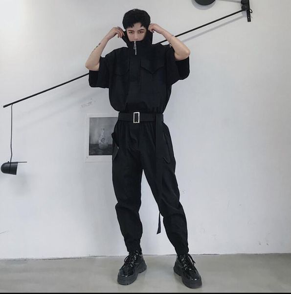 men's pants european and american street retro tooling jumpsuit tide hip hop short-sleeved jumpsuits singer costumes, Black
men's pants european and american street retro tooling jumpsuit tide hip hop short-sleeved jumpsuits singer costumes, Black
