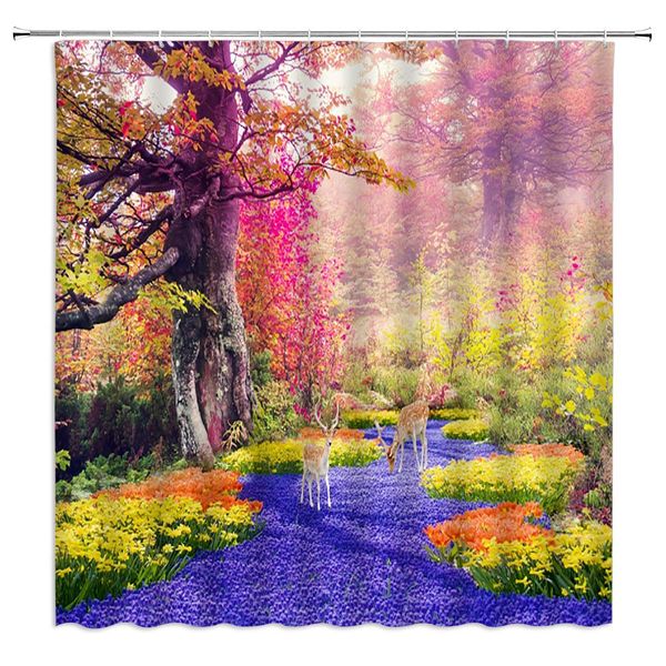 fairy tale jungle shower curtain autumn red maple forest purple lavender meadow animal deer jungle nature landscape,70x70 inch
fairy tale jungle shower curtain autumn red maple forest purple lavender meadow animal deer jungle nature landscape,70x70 inch