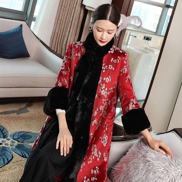 women's wool & blends 2021 autumn national style stand collar coat thickened long sleeve windbreaker, Black
women's wool & blends 2021 autumn national style stand collar coat thickened long sleeve windbreaker, Black