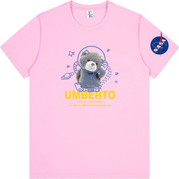 astronaut national aeronautics space administration nasa bear t shirt black grey red pink white light blue men and women 2116, White;black