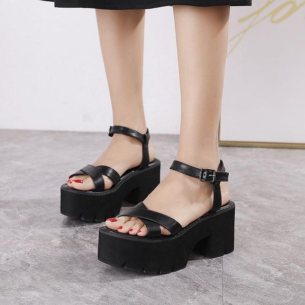 high platform heels gladiator shoes trendy brand buckle strap rome women sandals summer gothic, Black
high platform heels gladiator shoes trendy brand buckle strap rome women sandals summer gothic, Black