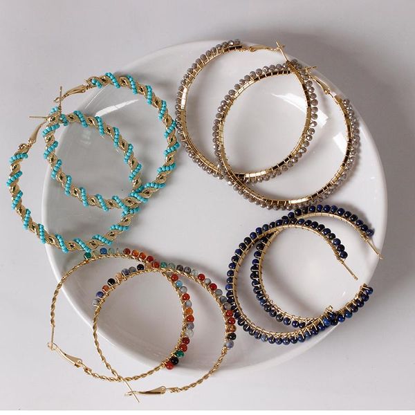 vintage bohemian multicolor earrings blue beaded moonstone female c-shaped exaggerated hoop & huggie, Golden;silver
vintage bohemian multicolor earrings blue beaded moonstone female c-shaped exaggerated hoop & huggie, Golden;silver