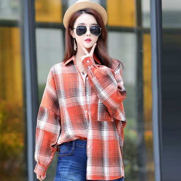 women's blouses & shirts 2021 women blouse long sleeve plaid shirt spring autumn fashion korean style loose streetwear cotton blusas, White
women's blouses & shirts 2021 women blouse long sleeve plaid shirt spring autumn fashion korean style loose streetwear cotton blusas, White
