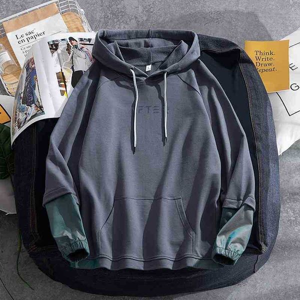 men's spring new ins hip hop trend stitching fake two youth hooded pullover long sleeve sweater, Black
men's spring new ins hip hop trend stitching fake two youth hooded pullover long sleeve sweater, Black