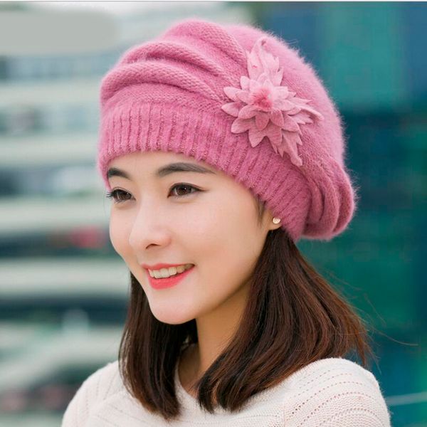 berets hat beanie fashion spring autumn winter hat warm flower knit crochet cute casual cap for women's girl female, Blue;gray
berets hat beanie fashion spring autumn winter hat warm flower knit crochet cute casual cap for women's girl female, Blue;gray
