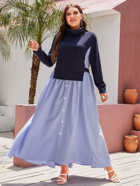 plus striped color block funnel neck 2 in 1 dress i7rg#, Black
plus striped color block funnel neck 2 in 1 dress i7rg#, Black