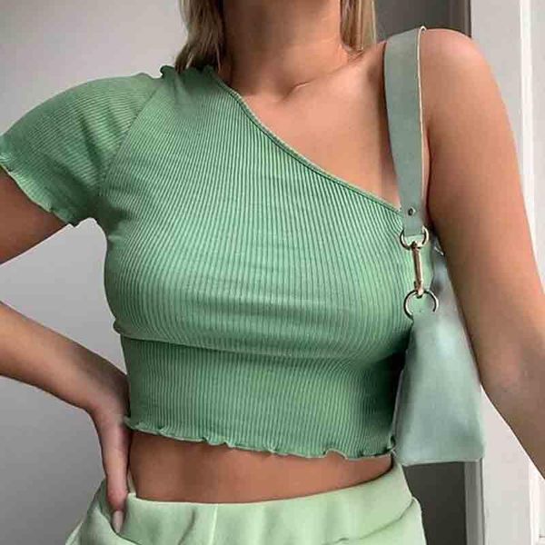 summer one shoulder t-shirt holiday solid bodycon women short lace sleeve female slim knitted crop women's, White
summer one shoulder t-shirt holiday solid bodycon women short lace sleeve female slim knitted crop women's, White