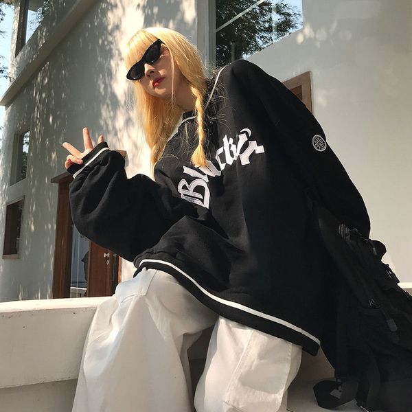 women hoodies v-neck pullover loose long-sleeves letter fashion female 2021 hit y2k ins casual all-match clothing, Black
women hoodies v-neck pullover loose long-sleeves letter fashion female 2021 hit y2k ins casual all-match clothing, Black