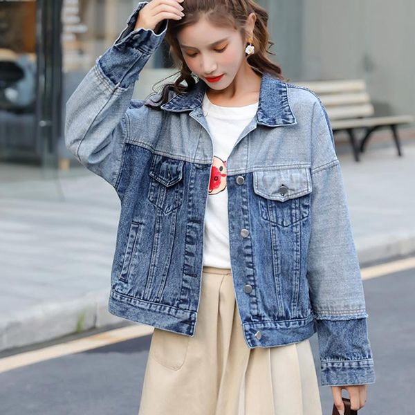 women's jackets zoki patchwork women denim jacket autumn loose long sleeve cotton jean coat blue pocket streetwear korean female outwea, Black;brown
women's jackets zoki patchwork women denim jacket autumn loose long sleeve cotton jean coat blue pocket streetwear korean female outwea, Black;brown