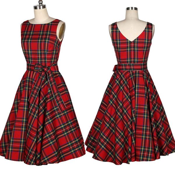 women summer red plaid mini dress o neck sleeveless retro vintage pin up rockabilly swing a-line dresses hepburn party vestidos casual, Black;gray
women summer red plaid mini dress o neck sleeveless retro vintage pin up rockabilly swing a-line dresses hepburn party vestidos casual, Black;gray
