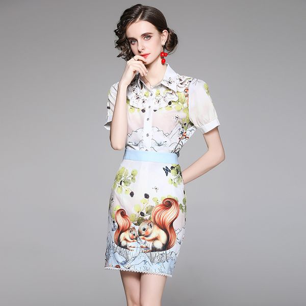 trendy fashion women's summer short-sleeved shirt suit skirt two-piece 210525, White
trendy fashion women's summer short-sleeved shirt suit skirt two-piece 210525, White