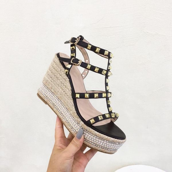 summer 2021 ladies sandals platform buckle women high heels rivet wedges rome shoes hemp rope weave retro des sandales size 40, Black
summer 2021 ladies sandals platform buckle women high heels rivet wedges rome shoes hemp rope weave retro des sandales size 40, Black