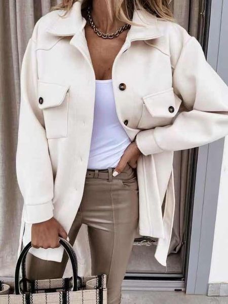 women's jackets woman jacket winter 2021 style solid color lapel single-breasted long-sleeved woolen coat loose button casual shirt, Black;brown
women's jackets woman jacket winter 2021 style solid color lapel single-breasted long-sleeved woolen coat loose button casual shirt, Black;brown