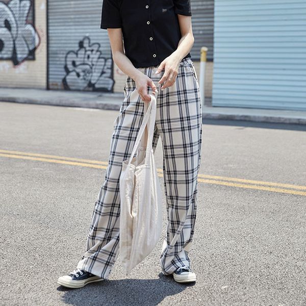 women's two piece pants loose women plaid spring fashion korean school girls wide leg casual elastic waist cotton linen ladies tro, White
women's two piece pants loose women plaid spring fashion korean school girls wide leg casual elastic waist cotton linen ladies tro, White