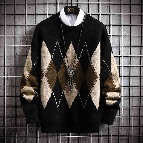 men's sweaters winter fashion argyle sweater men knitwear thick warm knitted pullover mens casual loose male jumpers 7037, White;black
men's sweaters winter fashion argyle sweater men knitwear thick warm knitted pullover mens casual loose male jumpers 7037, White;black
