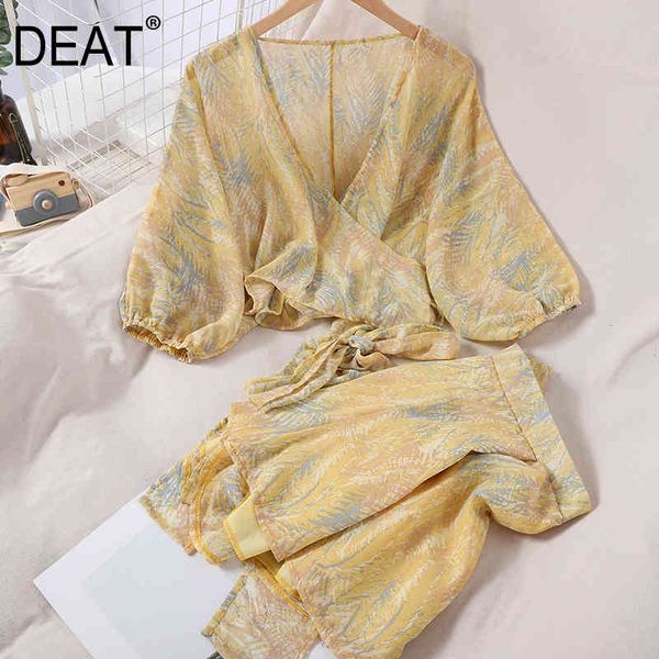women chiffon printing v-neck bandage shorts temperament two piece set fashion spring summer 11d388 210525, White
women chiffon printing v-neck bandage shorts temperament two piece set fashion spring summer 11d388 210525, White