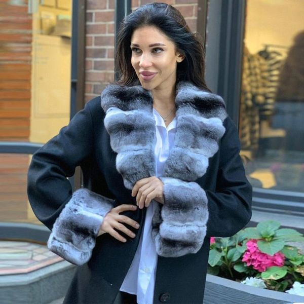 women's fur & faux long black wool blends coat for women natural whole skin rex turn-down collar cashmere coats outwear female 2021
women's fur & faux long black wool blends coat for women natural whole skin rex turn-down collar cashmere coats outwear female 2021