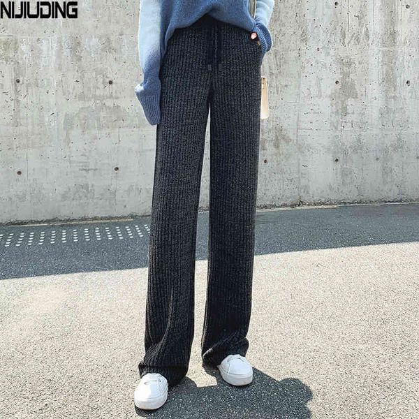 women's solid gray black kintted pants autumn winter female elastic waist wide leg long trousers mujer plus size 3xl 210514, Black;white
women's solid gray black kintted pants autumn winter female elastic waist wide leg long trousers mujer plus size 3xl 210514, Black;white
