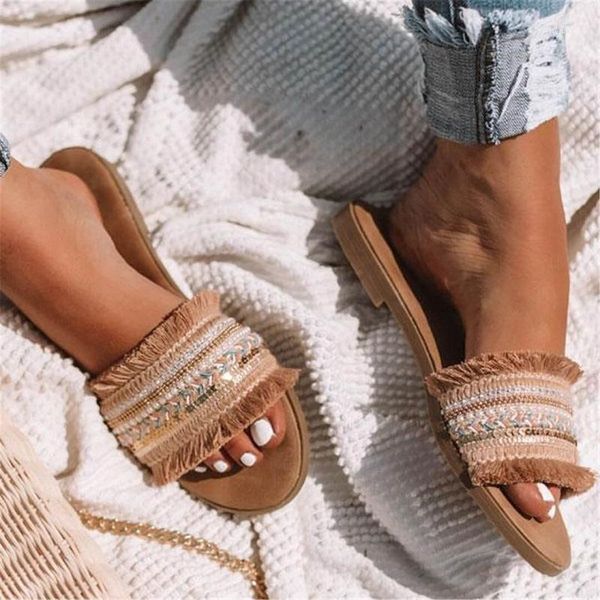 women slippers summer fringe bohemian flat sandals open toe roman beach ladies slides big size flip flops zapatos de mujer1, Black
women slippers summer fringe bohemian flat sandals open toe roman beach ladies slides big size flip flops zapatos de mujer1, Black