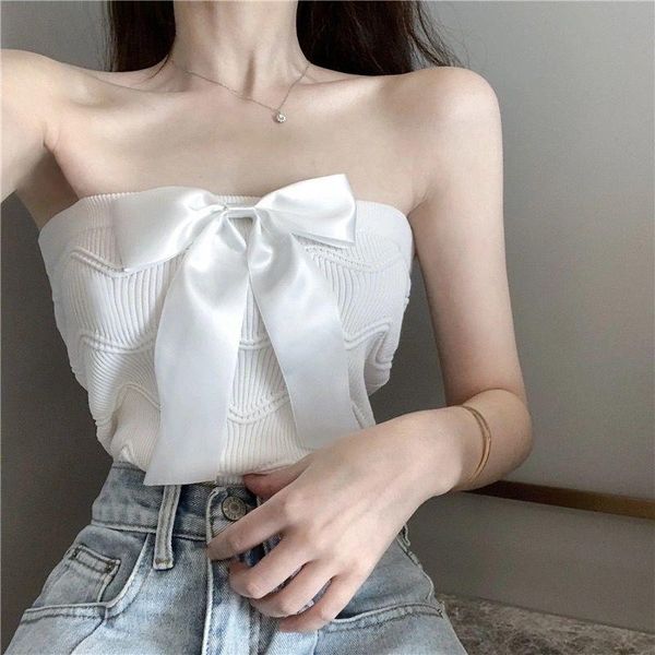 strapless underwear bow back knitted tube women's push up outer wear tank-summer inner t-shirt, White
strapless underwear bow back knitted tube women's push up outer wear tank-summer inner t-shirt, White