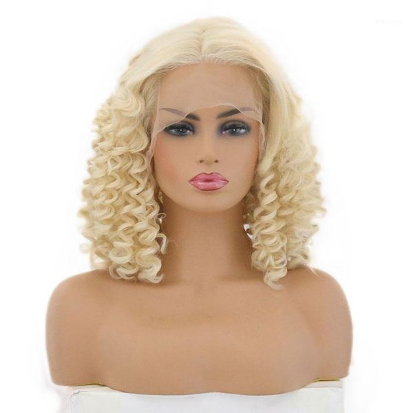 613 short wigs women hair synthetic lace front wig for heat resistant middle part kinky curly wigs1, Black
613 short wigs women hair synthetic lace front wig for heat resistant middle part kinky curly wigs1, Black