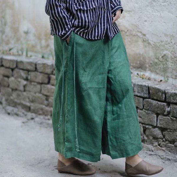 johnature women vintage wide leg pants solid color linen trouser elastic waist autumn plus size women clothes casual pants 210521, Black;white
johnature women vintage wide leg pants solid color linen trouser elastic waist autumn plus size women clothes casual pants 210521, Black;white