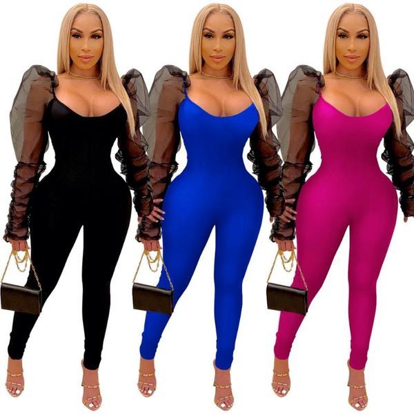women's jumpsuits & rompers fall women mesh puff sleeve solid skinny party club jumpsuit, Black;white
women's jumpsuits & rompers fall women mesh puff sleeve solid skinny party club jumpsuit, Black;white