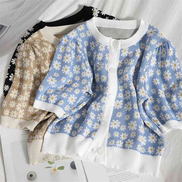summer women o-neck thin knitted sweater mujer floral casual korean chic crop femme puff sleeve cardigan jersey 210514, White;black
summer women o-neck thin knitted sweater mujer floral casual korean chic crop femme puff sleeve cardigan jersey 210514, White;black
