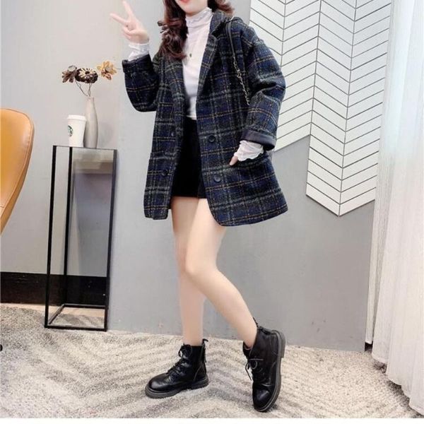 women's wool & blends coat for women trendy spring and summer mid-length 2021 plaid ladies wear overcoat, Black
women's wool & blends coat for women trendy spring and summer mid-length 2021 plaid ladies wear overcoat, Black