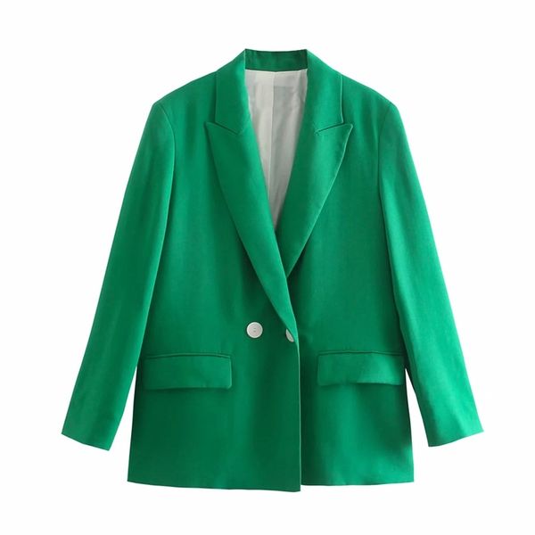 women elegant green notched long sleeve suit female vintage loose office lady double breasted blazer casual 210531, Black;white
women elegant green notched long sleeve suit female vintage loose office lady double breasted blazer casual 210531, Black;white