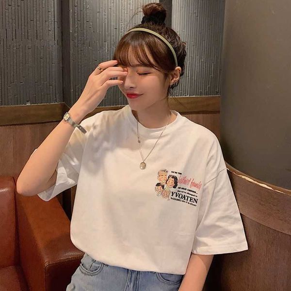 chao brand hiphop short sleeve t-shirt women's 2021 korean high street oversize top, White;black
chao brand hiphop short sleeve t-shirt women's 2021 korean high street oversize top, White;black
