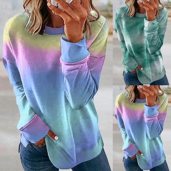 women's blouses & shirts fashion tie dye color print blouse casual o-neck pullover long sleeve shirt autumn ladies streetwear blusas, White
women's blouses & shirts fashion tie dye color print blouse casual o-neck pullover long sleeve shirt autumn ladies streetwear blusas, White
