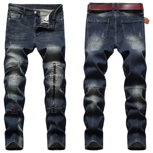 spring and autumn men jeans korean loose-footed high stretch soft casual men's pants, Blue