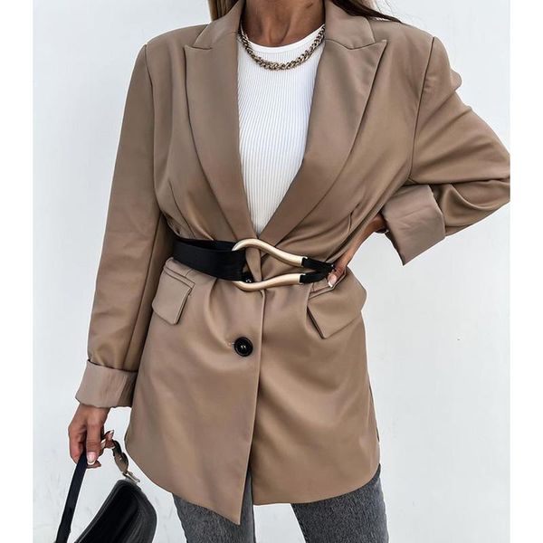 fashion simple notched blazers women elegant single breasted solid regular jackets casual faux leather suits ladies women's, White;black
fashion simple notched blazers women elegant single breasted solid regular jackets casual faux leather suits ladies women's, White;black