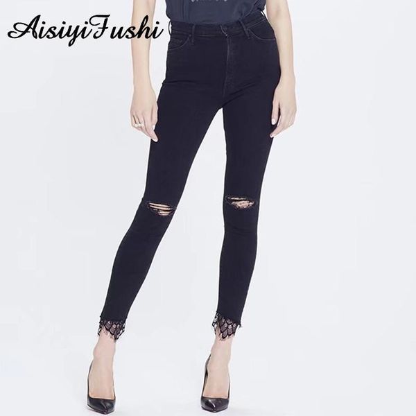 women's jeans black skinny for woman high waist women pants elegant mom lace female ripped trousers, Blue
women's jeans black skinny for woman high waist women pants elegant mom lace female ripped trousers, Blue