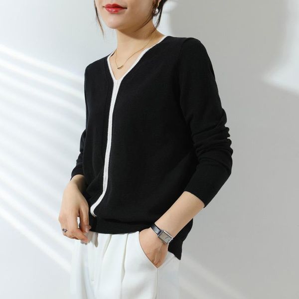 women's sweaters sweater spring v-neck pullover full sleeves short casual stylish patchwork jacket breathable soft knitwear, White;black
women's sweaters sweater spring v-neck pullover full sleeves short casual stylish patchwork jacket breathable soft knitwear, White;black