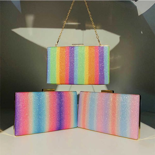 sequin rainbow color party clutch for women fashionable chain shoulder female purses and handbags designer wedding bag 2021 c0601
sequin rainbow color party clutch for women fashionable chain shoulder female purses and handbags designer wedding bag 2021 c0601
