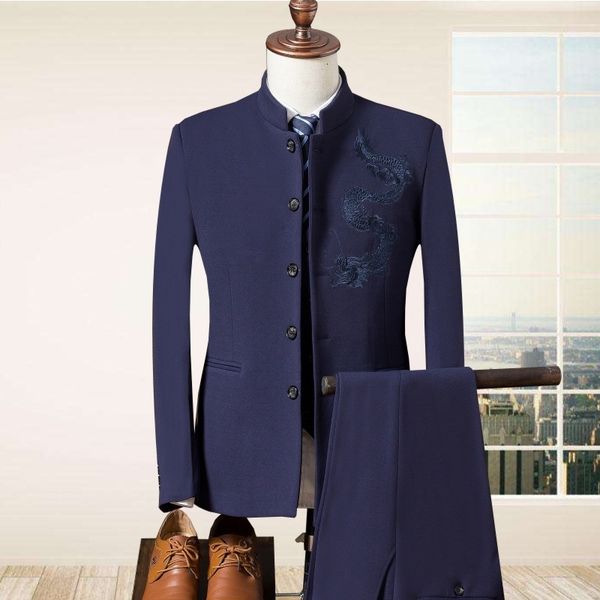 men's suits & blazers chinese men's three piece wedding , vest design, embroidery fashion, mao zedong dragon design, White;black
men's suits & blazers chinese men's three piece wedding , vest design, embroidery fashion, mao zedong dragon design, White;black