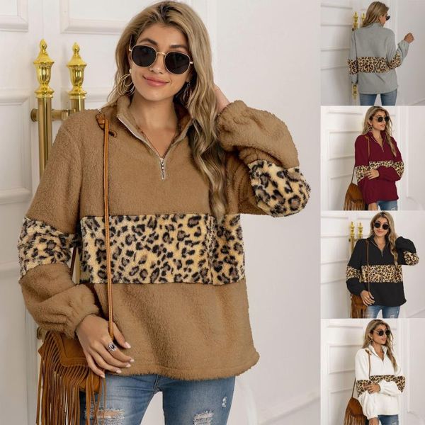 women's hoodies & sweatshirts 2021 leopard print stitching long-sleeved plush coat loose sweater, Black
women's hoodies & sweatshirts 2021 leopard print stitching long-sleeved plush coat loose sweater, Black