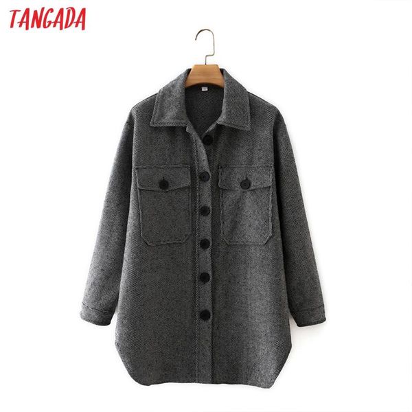 women's jackets tangada women gray thick woolen coats jacket oversized long sleeves 2021 ladies elegant autumn winter overcoat 2m109, Black;brown
women's jackets tangada women gray thick woolen coats jacket oversized long sleeves 2021 ladies elegant autumn winter overcoat 2m109, Black;brown