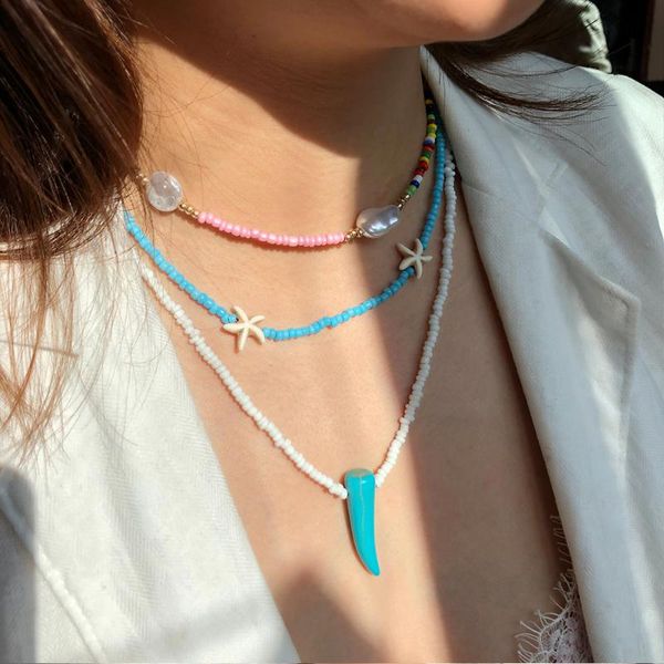 european and american beach holiday national style contrasting color rice beads necklace female cool handmade beaded pendant necklaces, Silver
european and american beach holiday national style contrasting color rice beads necklace female cool handmade beaded pendant necklaces, Silver