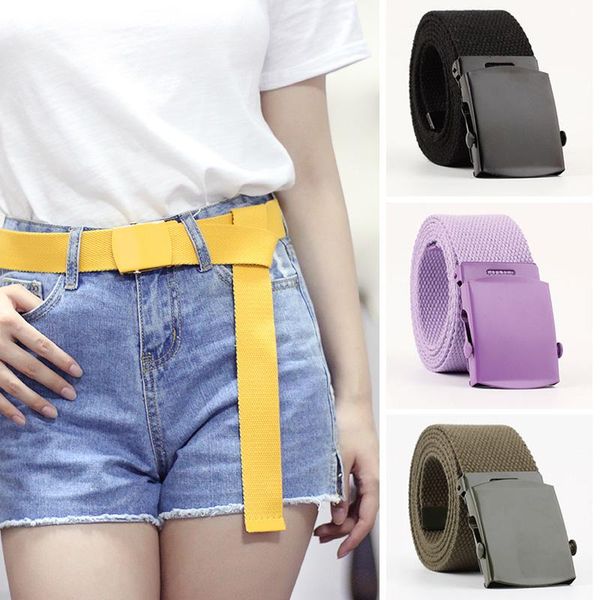 men women automatic fashion nylon canvas belt buckle fans thicken long cloth belts knitted waistband, Black;brown
men women automatic fashion nylon canvas belt buckle fans thicken long cloth belts knitted waistband, Black;brown