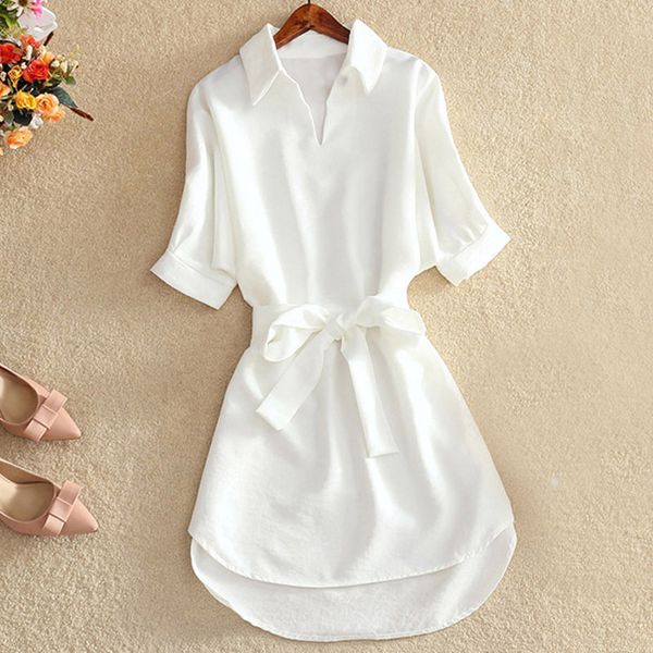 shirts women summer casual dress fashion office lady solid red chiffon dresses for sashes tunic ladies vestidos femme 210514, White
shirts women summer casual dress fashion office lady solid red chiffon dresses for sashes tunic ladies vestidos femme 210514, White