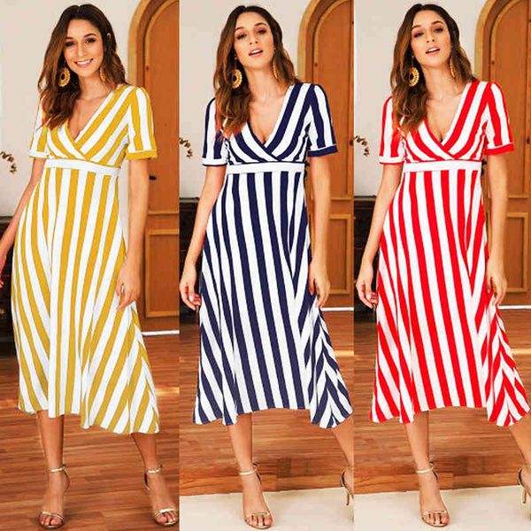 casual dresses women wrap stripes short sleeve midi v neck high waist loose long eshg, Black;gray
casual dresses women wrap stripes short sleeve midi v neck high waist loose long eshg, Black;gray