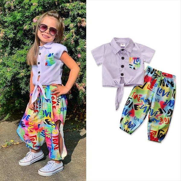 summer lovely kids girls clothes sets 2pcs tie dye love letter print single breasted shirts loose pants, White
summer lovely kids girls clothes sets 2pcs tie dye love letter print single breasted shirts loose pants, White