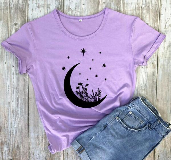 women's t-shirt 100% cotton women t shirt moon with wildflower print short sleeve o neck loose tshirt female tee, White
women's t-shirt 100% cotton women t shirt moon with wildflower print short sleeve o neck loose tshirt female tee, White
